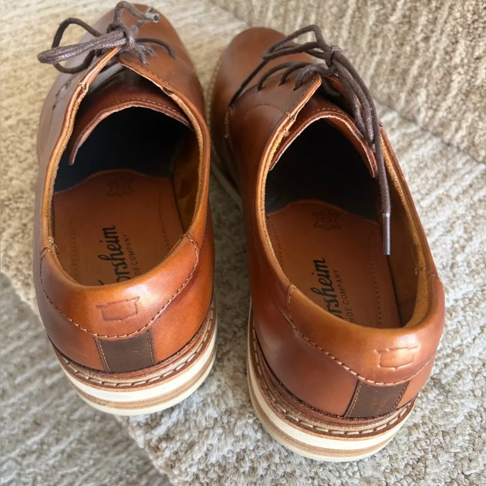 Florsheim Men’s Highland Plain Toe Oxford Shoes Cognac Smooth/White Sole. Size 8